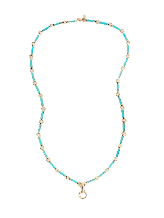 Hanging Clockweight 18-karat Gold Turquoise Necklace