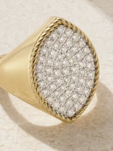 Yvonne Léon Chevalière Marquise 18-karat Gold Diamond Signet Ring | Thumbnail 4 Yvonne Léon Chevalière Marquise 18-karat Gold Diamond Signet Ring | Thumbnail 4