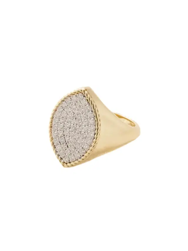 Yvonne Léon Chevalière Marquise 18-karat Gold Diamond Signet Ring