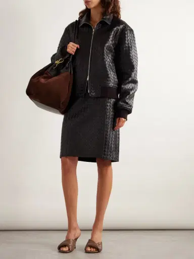 Bottega Veneta Intrecciato Leather Bomber Jacket | Thumbnail 2 Bottega Veneta Intrecciato Leather Bomber Jacket | Thumbnail 2