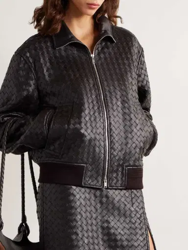 Bottega Veneta Intrecciato Leather Bomber Jacket | Thumbnail 3 Bottega Veneta Intrecciato Leather Bomber Jacket | Thumbnail 3