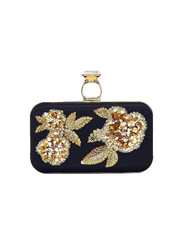 SACHIN BABI Women's On The Rocks Embellished Satin Clutch - Black