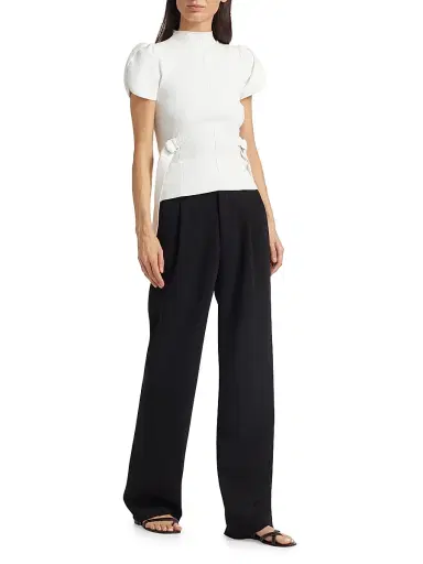 3.1 Phillip Lim Women's Compact Rib-Knit Tulip Top - Ivory - Size XS | Thumbnail 2 3.1 Phillip Lim Women's Compact Rib-Knit Tulip Top - Ivory - Size XS | Thumbnail 2