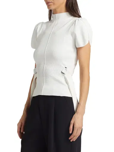 3.1 Phillip Lim Women's Compact Rib-Knit Tulip Top - Ivory - Size XS | Thumbnail 4 3.1 Phillip Lim Women's Compact Rib-Knit Tulip Top - Ivory - Size XS | Thumbnail 4