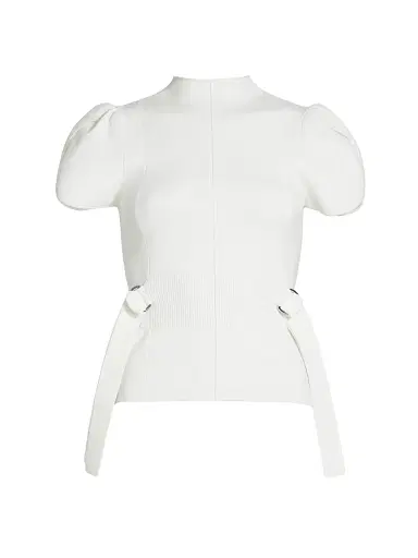 3.1 Phillip Lim Women's Compact Rib-Knit Tulip Top - Ivory - Size XS | Thumbnail 1 3.1 Phillip Lim Women's Compact Rib-Knit Tulip Top - Ivory - Size XS | Thumbnail 1
