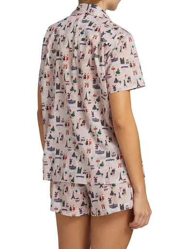 Pour Les Femmes Women's Paris Cotton Short Pajamas - Paris Travel Series - Size XL | Thumbnail 5