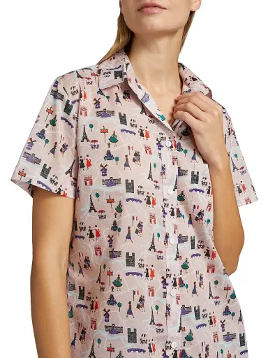 Pour Les Femmes Women's Paris Cotton Short Pajamas - Paris Travel Series - Size XL | Thumbnail 6
