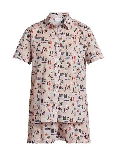 Pour Les Femmes Women's Paris Cotton Short Pajamas - Paris Travel Series - Size XL | Thumbnail 1