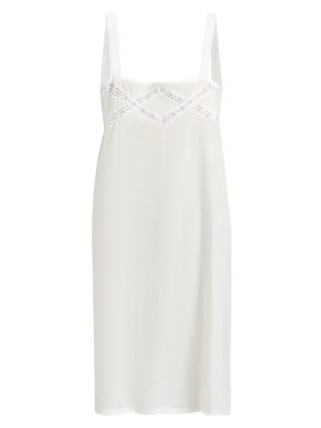 Pour Les Femmes Women's Sun Ruffle Cotton Nightie - White