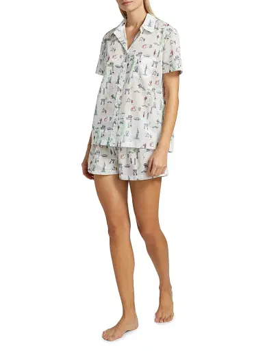 Pour Les Femmes Women's New York Cotton Short Pajama - New York Travel Series - Size XL | Thumbnail 2 Pour Les Femmes Women's New York Cotton Short Pajama - New York Travel Series - Size XL | Thumbnail 2