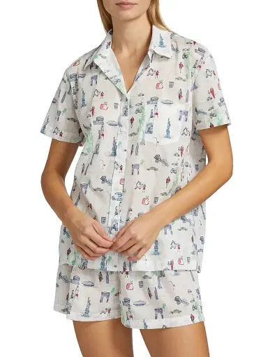 Pour Les Femmes Women's New York Cotton Short Pajama - New York Travel Series - Size XL | Thumbnail 3 Pour Les Femmes Women's New York Cotton Short Pajama - New York Travel Series - Size XL | Thumbnail 3