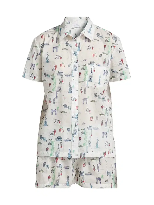 Pour Les Femmes Women's New York Cotton Short Pajama - New York Travel Series