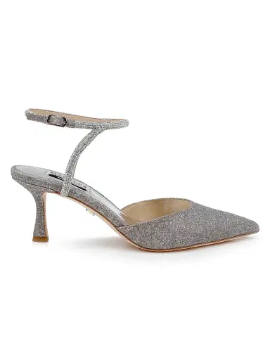BADGLEY MISCHKA Women's Autumn 65MM Embellished Glitter Pumps - Silver Antique | Thumbnail 1 BADGLEY MISCHKA Women's Autumn 65MM Embellished Glitter Pumps - Silver Antique | Thumbnail 1