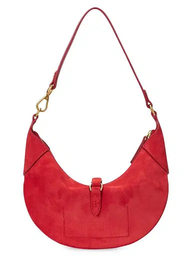 Polo Ralph Lauren Women's Polo ID Mini Suede Shoulder Bag - Geranium Red | Thumbnail 4 Polo Ralph Lauren Women's Polo ID Mini Suede Shoulder Bag - Geranium Red | Thumbnail 4