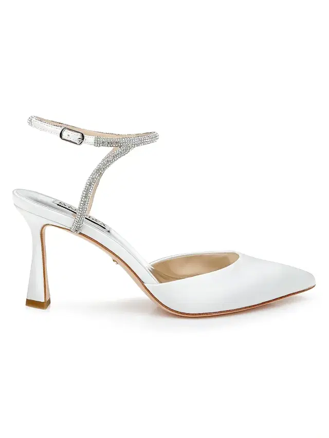 Badgley Mischka Women's Kamilah 80MM Embellished Satin Pumps - White Satin