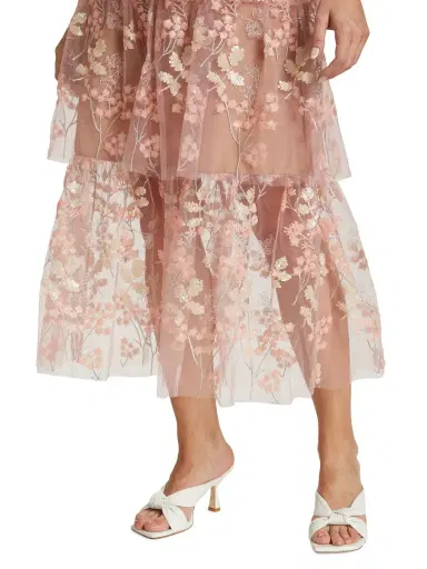Self-Portrait Women's Semi-Sheer Sequin-Embroidered Midi-Dress - Pink | Thumbnail 5 Self-Portrait Women's Semi-Sheer Sequin-Embroidered Midi-Dress - Pink | Thumbnail 5