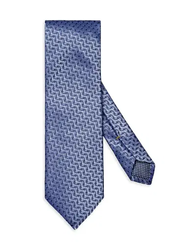 Eton Men's Geometric Silk Tie - Blue | Thumbnail 1 Eton Men's Geometric Silk Tie - Blue | Thumbnail 1