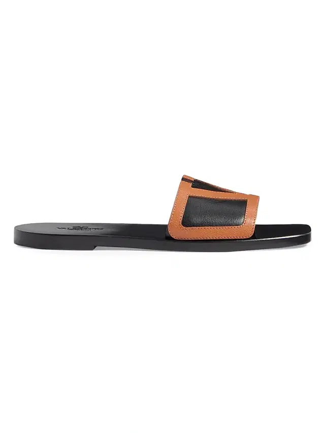 Valentino Garavani Men's Viva Superstar Slide Sandals in Nappa Leather - Black Roasted Pecan