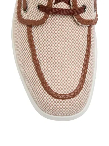 Valentino Garavani Men's Palm Avenue Canvas and Nappa Boat Shoes - Beige | Thumbnail 5 Valentino Garavani Men's Palm Avenue Canvas and Nappa Boat Shoes - Beige | Thumbnail 5