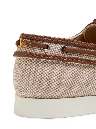 Valentino Garavani Men's Palm Avenue Canvas and Nappa Boat Shoes - Beige | Thumbnail 7 Valentino Garavani Men's Palm Avenue Canvas and Nappa Boat Shoes - Beige | Thumbnail 7
