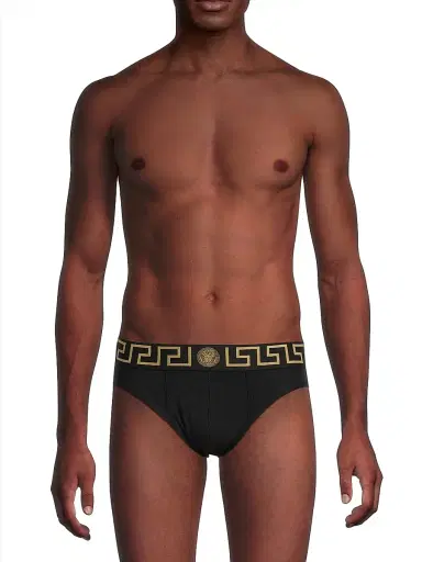 Versace Men's Logo Band Briefs 2-Pack - Black Gold Greek - Size XS | Thumbnail 3 Versace Men's Logo Band Briefs 2-Pack - Black Gold Greek - Size XS | Thumbnail 3