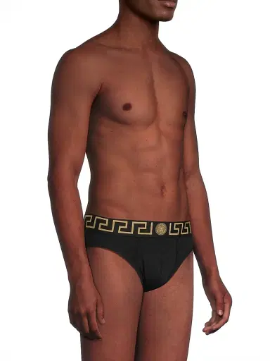 Versace Men's Logo Band Briefs 2-Pack - Black Gold Greek - Size XS | Thumbnail 4 Versace Men's Logo Band Briefs 2-Pack - Black Gold Greek - Size XS | Thumbnail 4