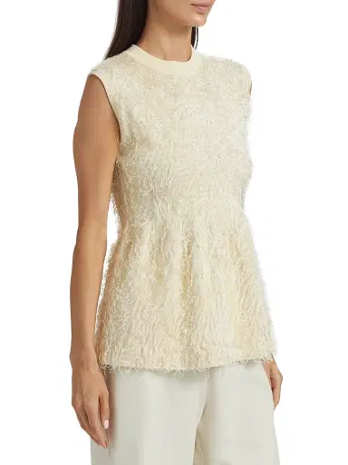 Fabiana Filippi Women's Fringed Knit Peplum Top - Mastice | Thumbnail 4 Fabiana Filippi Women's Fringed Knit Peplum Top - Mastice | Thumbnail 4