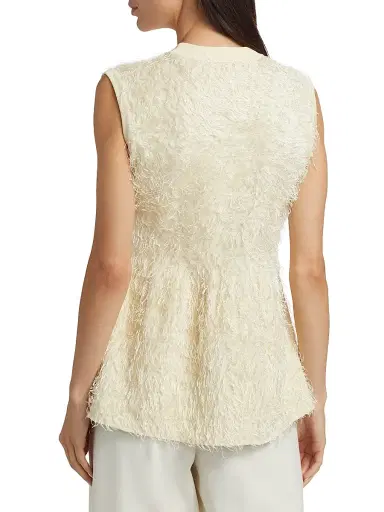Fabiana Filippi Women's Fringed Knit Peplum Top - Mastice | Thumbnail 5 Fabiana Filippi Women's Fringed Knit Peplum Top - Mastice | Thumbnail 5