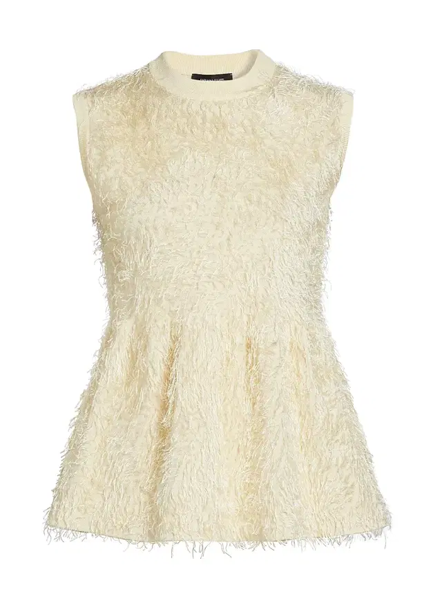 Fabiana Filippi Women's Fringed Knit Peplum Top - Mastice