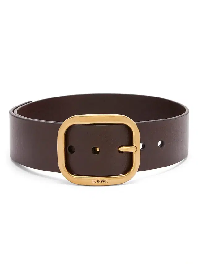 Women's Rounded Leather Belt - Dark Brown