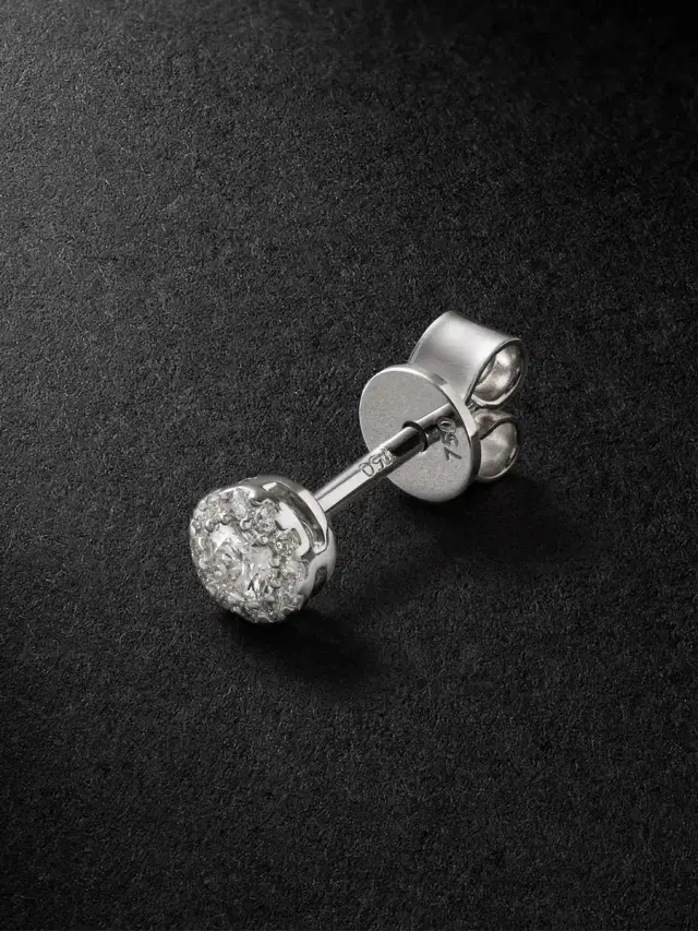 Greg Yuna 18-Karat White Gold Diamond Single Earring - Men