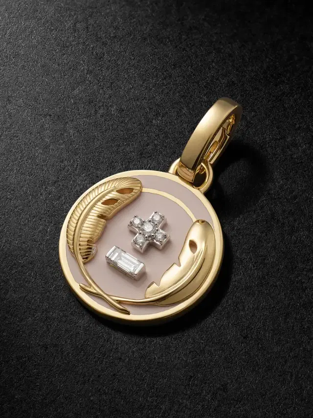 Vivacity 18-Karat Gold, Enamel and Diamond Pendant - Men
