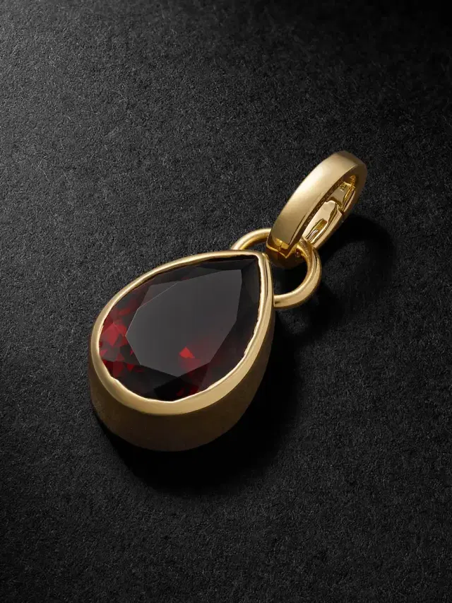 Foundrae Forever & Always a Pair 18-Karat Gold Garnet Pendant - Men