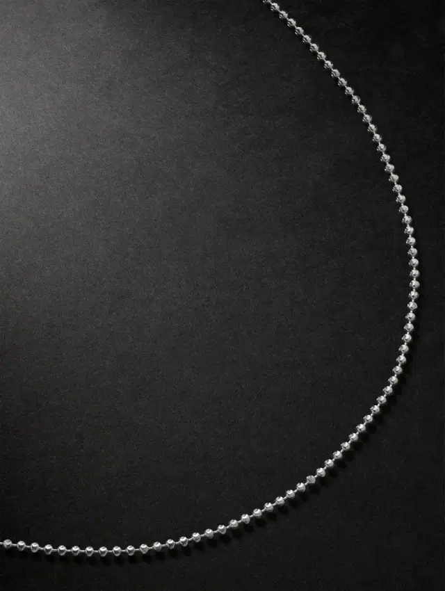 Alex Moss New York 18-inch 14-Karat White Gold Ball Chain Necklace - Men