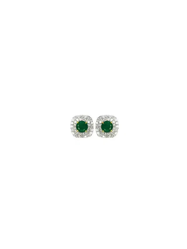 Wish Fine Jewelry 2.44ct Diamond Emerald 18K Gold Halo Earrings