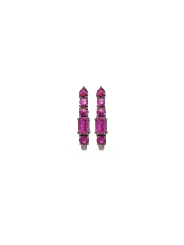 Wish Fine Jewelry 2.50ct Ruby 18K Gold Suspender Bar Earrings