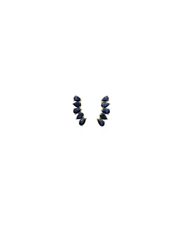 Wish Fine Jewelry 2.61ct Sapphire 18K Gold Climber Earrings