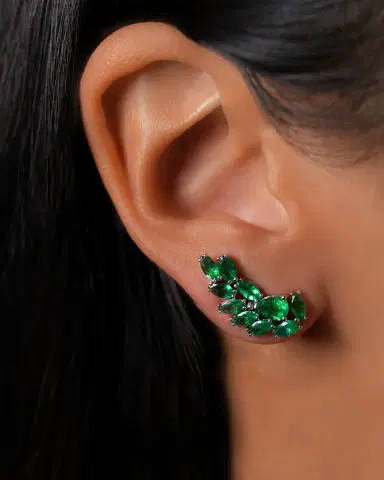 Wish Fine Jewelry 2.71ct Emerald 18K Gold Cluster Climber Earrings | Thumbnail 2 Wish Fine Jewelry 2.71ct Emerald 18K Gold Cluster Climber Earrings | Thumbnail 2