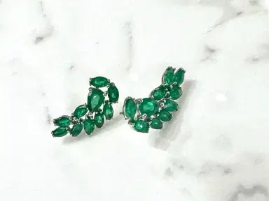 Wish Fine Jewelry 2.71ct Emerald 18K Gold Cluster Climber Earrings | Thumbnail 3 Wish Fine Jewelry 2.71ct Emerald 18K Gold Cluster Climber Earrings | Thumbnail 3