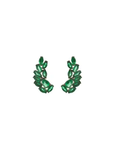 Wish Fine Jewelry 2.71ct Emerald 18K Gold Cluster Climber Earrings | Thumbnail 1 Wish Fine Jewelry 2.71ct Emerald 18K Gold Cluster Climber Earrings | Thumbnail 1