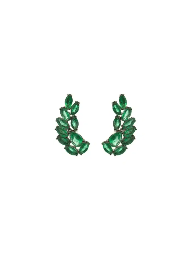 Wish Fine Jewelry 2.71ct Emerald 18K Gold Cluster Climber Earrings