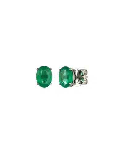 Wish Fine Jewelry 2.72ct Emerald 18K Gold Oval Stud Earrings | Thumbnail 1 Wish Fine Jewelry 2.72ct Emerald 18K Gold Oval Stud Earrings | Thumbnail 1