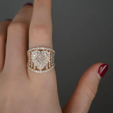 Wish Fine Jewelry 2.75ct Diamond 14K Gold Heart Cluster Ring | Thumbnail 3 Wish Fine Jewelry 2.75ct Diamond 14K Gold Heart Cluster Ring | Thumbnail 3