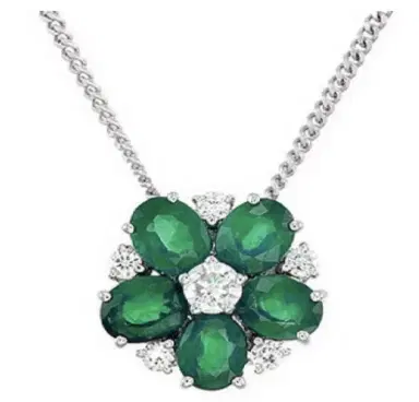 Wish Fine Jewelry 2.76ct Diamond & Emerald 14K Gold Nekclace | Thumbnail 1
