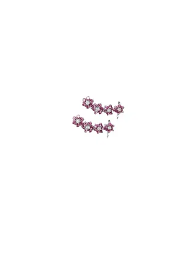 Wish Fine Jewelry 2.77ct Diamond Pink Sapphire 18K Gold Climber Earrings | Thumbnail 1