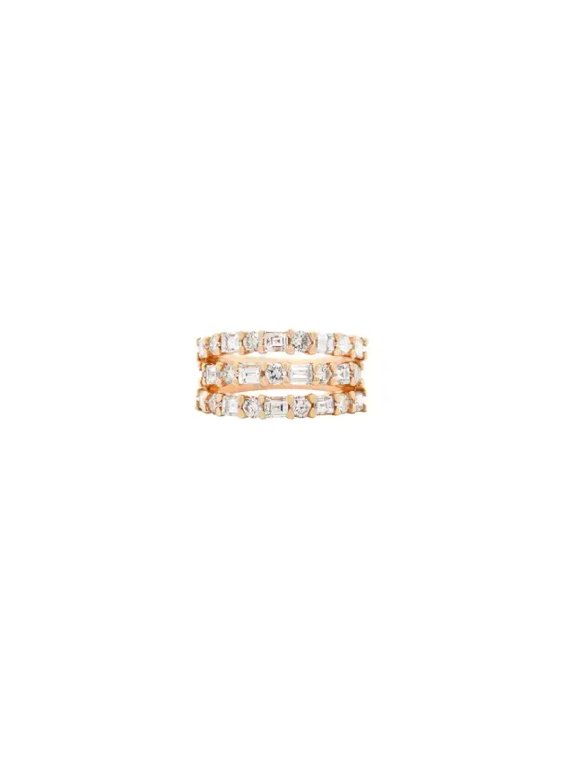 Wish Fine Jewelry 2.7ct Diamond 14K Gold Three Row Ring