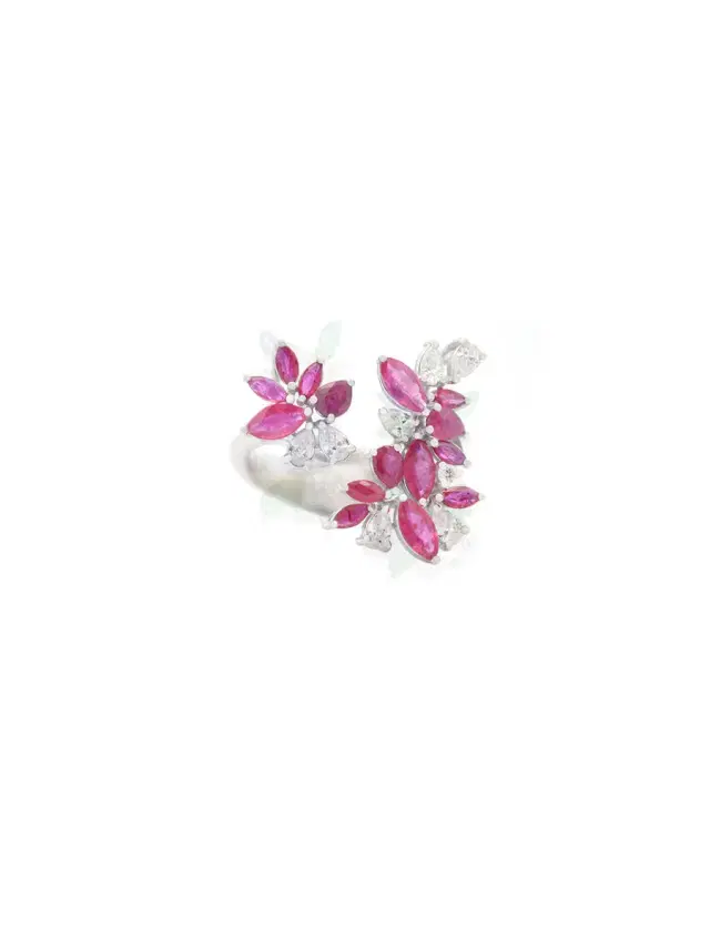 Wish Fine Jewelry 2.7ct Diamond Ruby 18K Gold Bypass Ring