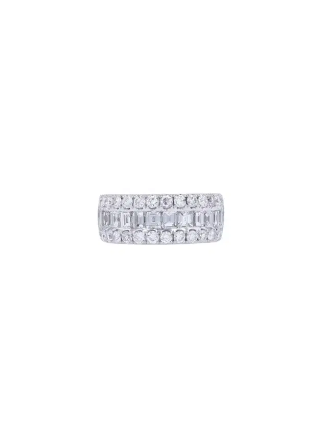 2.80ct Diamond 18K Gold Three Row Ring