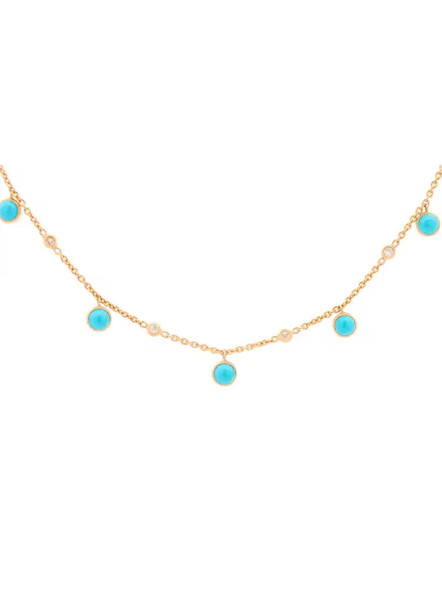 Wish Fine Jewelry 2.83ct Turquoise Diamond 18K Gold Floating Necklace