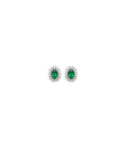 Wish Fine Jewelry 2.85ct Diamond Emerald 18K gold Sunburst Earrings | Thumbnail 1 Wish Fine Jewelry 2.85ct Diamond Emerald 18K gold Sunburst Earrings | Thumbnail 1
